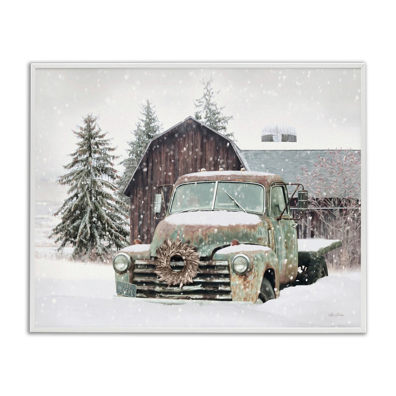 Stupell Industries Winter Rural Vintage Truck & Barn Framed Giclee Art